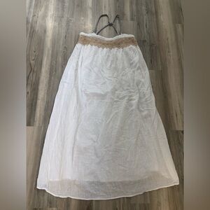 White cotton great for the beach  maxi skirt with lace detailing